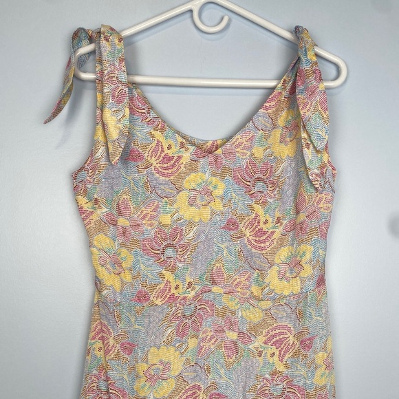 Warm Georgia Silk Floral Jacquard Midi Dress Size Large Cocktail Spring Romantic - Picture 4 of 13